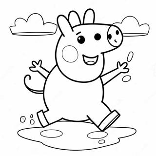 Page A Colorier De Peppa Pig Sautant Dans Les Flaques 4920-367