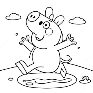 Page A Colorier De Peppa Pig Sautant Dans Les Flaques 4920-368