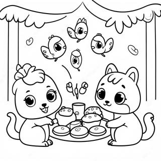 Animaux De Palais Joueurs A Une Fete De The Page A Colorier 49354-10797