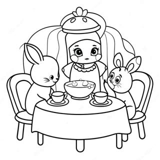 Animaux De Palais Joueurs A Une Fete De The Page A Colorier 49354-10799