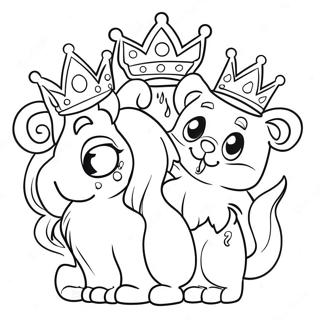 Animaux De Palais Majestueux Avec Des Couronnes Page A Colorier 49355-10801