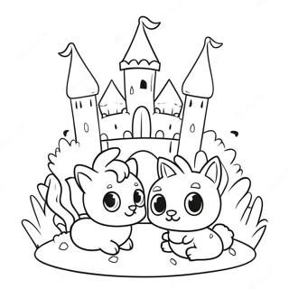 Animaux De Palais Mignons Dans Un Chateau Page A Colorier 49356-10805