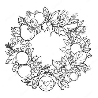 Couronne De Noel Coloree Avec Des Ornements Page A Colorier 49435-10811