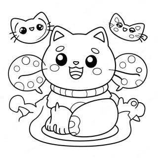 Chococat Jouant Avec Des Amis Page A Colorier 51003-11154