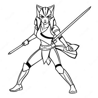 Ahsoka Tano En Position De Combat Page A Colorier 51538-11276