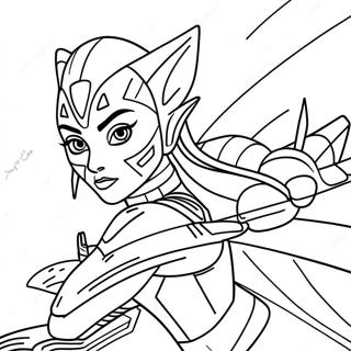 Ahsoka Tano Sur Un Speeder Page A Colorier 51540-11281