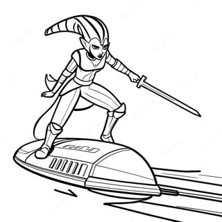Ahsoka Tano Sur Un Speeder Page A Colorier 51540-11282