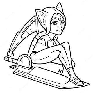 Ahsoka Tano Sur Un Speeder Page A Colorier 51540-11283