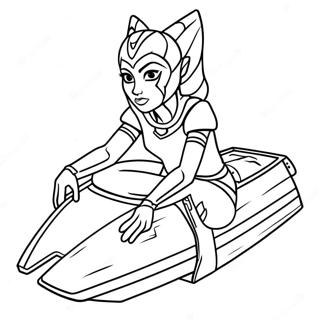 Ahsoka Tano Sur Un Speeder Page A Colorier 51540-11284