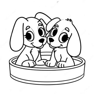 Lady Et Le Clochard Page A Colorier Chiots Joueurs 52667-11514