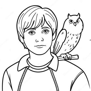 Page A Colorier De Ron Weasley Avec Son Hibou De Compagnie 5284-18
