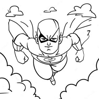 Page A Colorier Dun Super Heros Puissant Volant Dans Le Ciel 5366-394