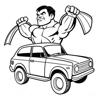 Page A Colorier Dun Super Heros Puissant Soulevant Une Voiture 5369 949