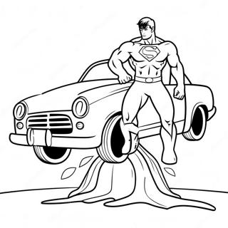 Page A Colorier Dun Super Heros Puissant Soulevant Une Voiture 5369-950