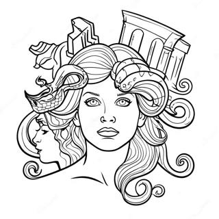 Medusa Entouree De Heros Page A Colorier 53835-11788