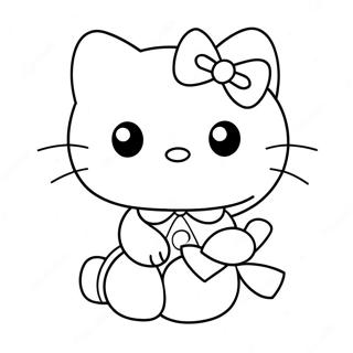 Jolie Hello Kitty Avec Un Noeud Page A Colorier 561-2680