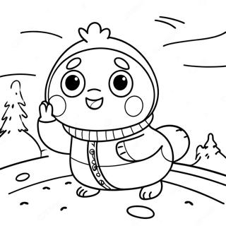 Pororo Dans Une Aventure Enneigee Page A Colorier 56377-12338