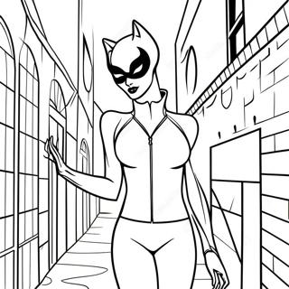 Catwoman Dans Une Ruelle Sombre Page A Colorier 56552-12385