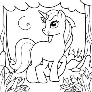 Princesse Luna Dans Une Foret Magique Page A Colorier 56648-12393