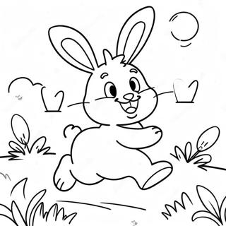 Lapin De Paques Heureux Sautant Dans La Page A Colorier 5725-755