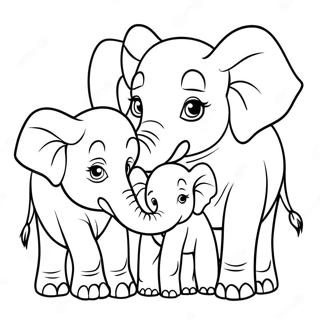 Page De Coloriage De La Famille Delephants 58024-12693