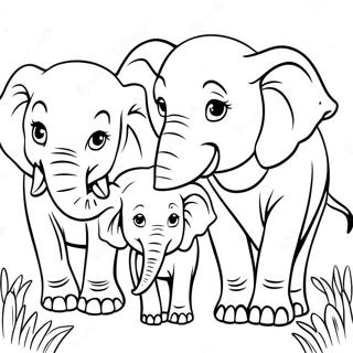 Page De Coloriage De La Famille Delephants 58024-12694