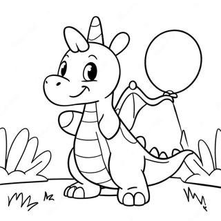 Page De Coloriage Dun Dragonite Heureux Avec Des Ballons 58204-12733