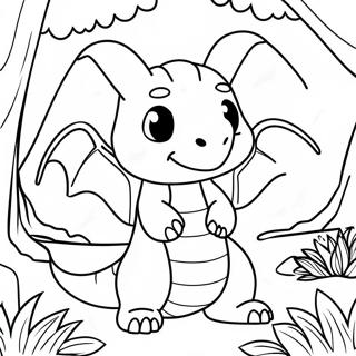 Page De Coloriage De Dragonite Dans Une Foret Magique 58205-12737
