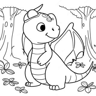 Page De Coloriage De Dragonite Dans Une Foret Magique 58205-12739