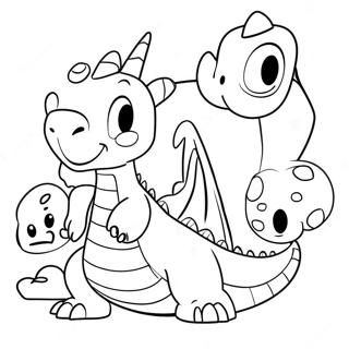 Page De Coloriage De Dragonite Jouant Avec Des Amis 58206-12741