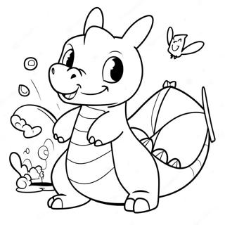 Page De Coloriage De Dragonite Jouant Avec Des Amis 58206-12744