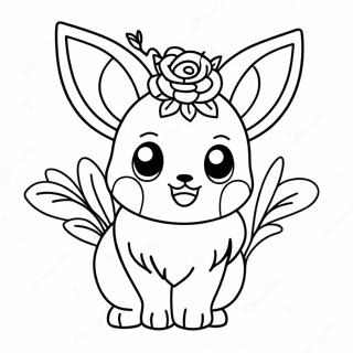 Page A Colorier Deevee Avec Une Couronne De Fleurs 58828-12885