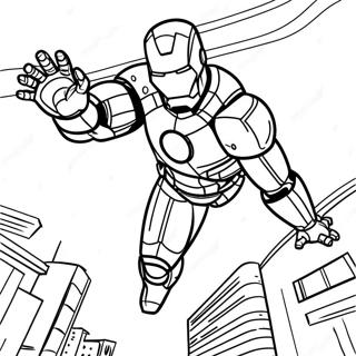 Page De Coloriage Diron Man Volant Dans Le Ciel 59202-12972