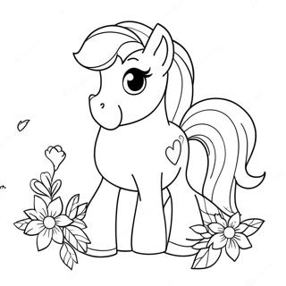 Page De Coloriage Du Poney Mignon Avec Des Fleurs 59297-12994