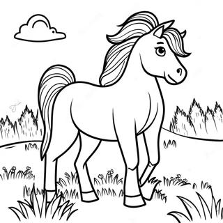 Page De Coloriage Du Stallion Fort Dans Le Pre 59299 13002