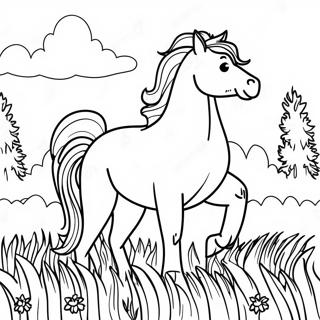 Page De Coloriage Du Stallion Fort Dans Le Pre 59299 13003