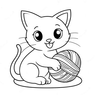 Page A Colorier De Mignonne Petite Chatte Jouant Avec De La Laine 59773-13089