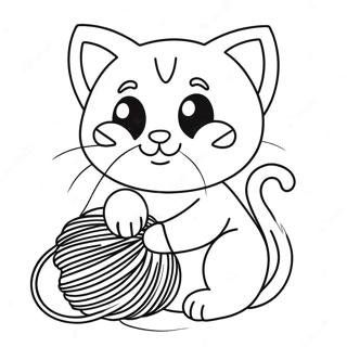 Page A Colorier De Mignonne Petite Chatte Jouant Avec De La Laine 59773-13090