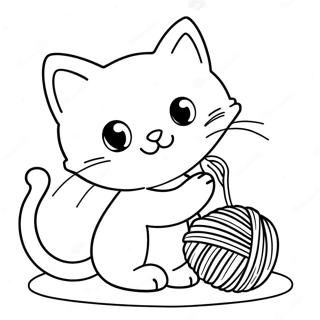 Page A Colorier De Mignonne Petite Chatte Jouant Avec De La Laine 59773-13091