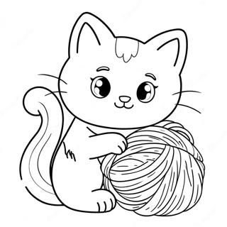 Page A Colorier De Mignonne Petite Chatte Jouant Avec De La Laine 59773-13092