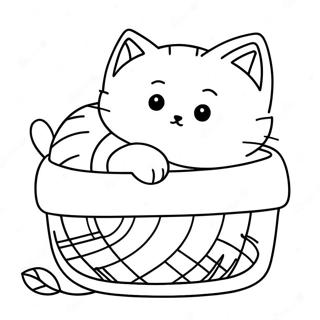 Page A Colorier De Petite Chatte Duveteuse Dormant Dans Un Panier 59774-13093