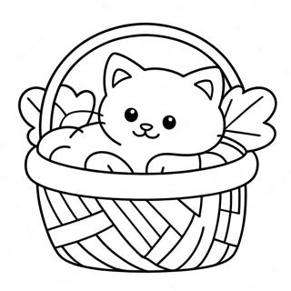 Page A Colorier De Petite Chatte Duveteuse Dormant Dans Un Panier 59774-13094