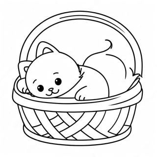Page A Colorier De Petite Chatte Duveteuse Dormant Dans Un Panier 59774-13095