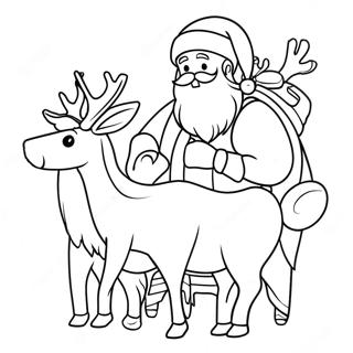 Page A Colorier De Pere Noel Avec Des Rennes 59855-13113