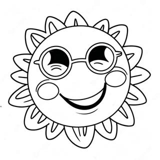 Soleil Souriant Avec Des Lunettes De Soleil Page A Colorier 60951-13374