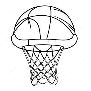 Page A Colorier De Panier De Basketball Avec Un Ballon 6174-1862