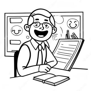 Page A Colorier Dun Enseignant Heureux A Son Bureau 62058-13677