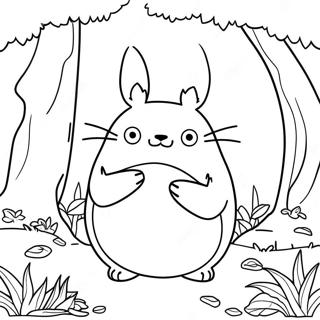 Totoro Dans Une Page A Colorier De Foret Magique 62139-13685