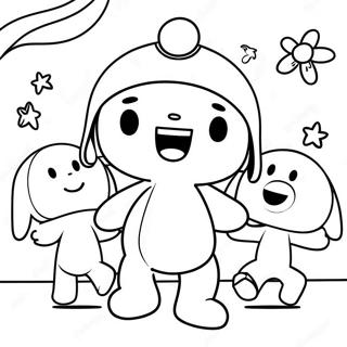 Pocoyo Dansant Avec Des Amis Page A Colorier 63345-14026