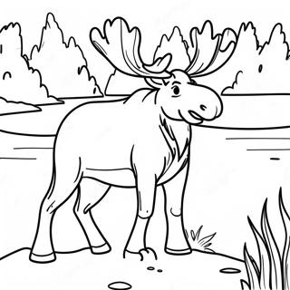 Elan Realiste Debout Pres Du Lac Page A Colorier 63433-14064